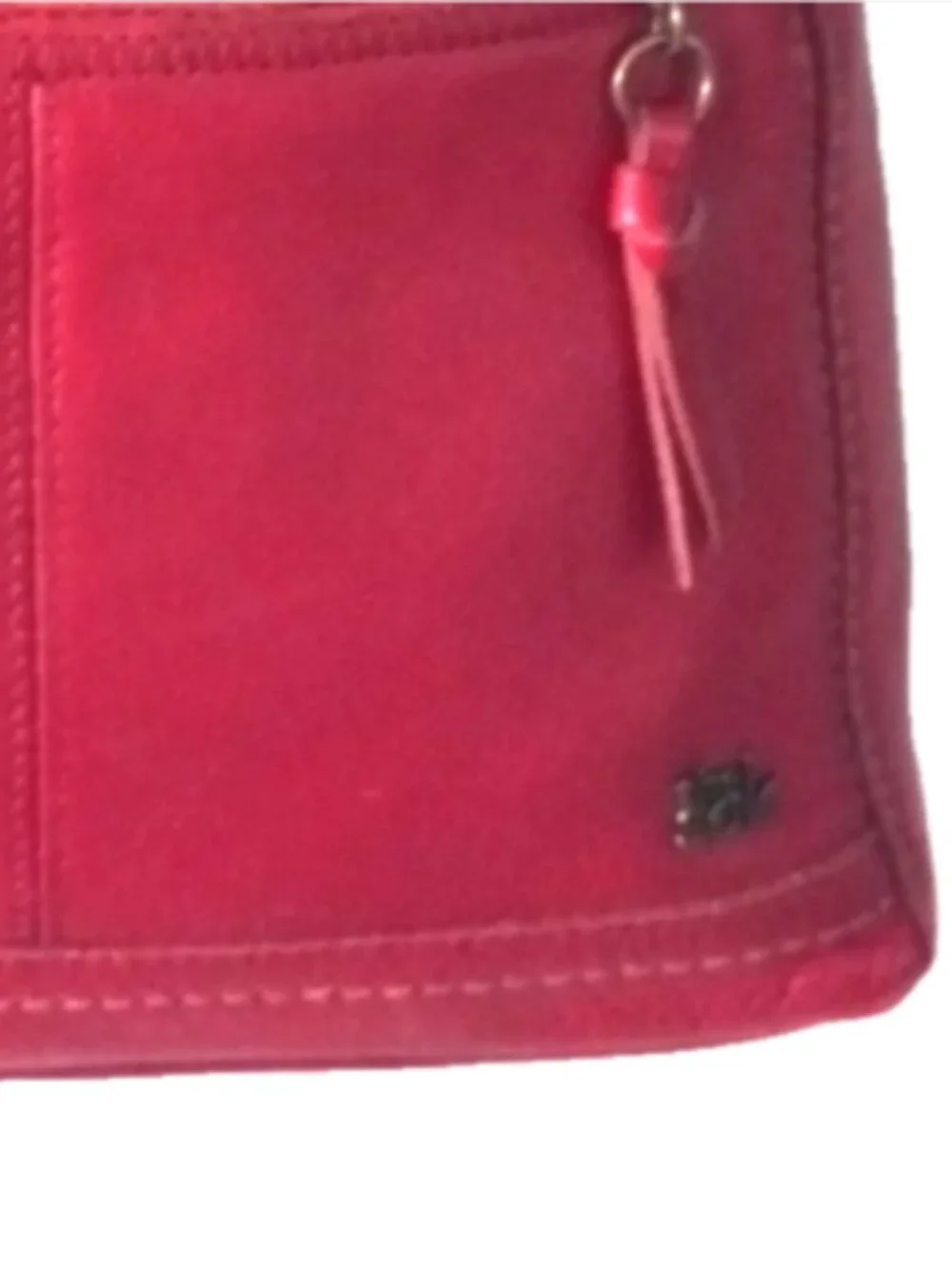 The Sak Iris Red Pebbled Leather Crossbody Bag Messenger Zip Pockets EUC